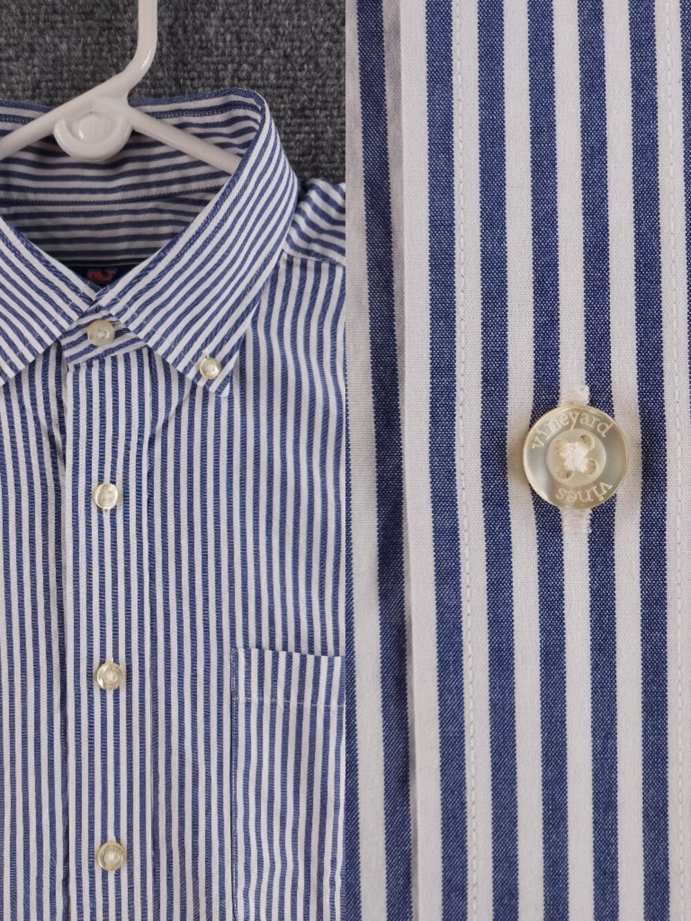 Vineyard Vines Button-Down Murray All Cotton Medium Striped Blue Pocket Mens